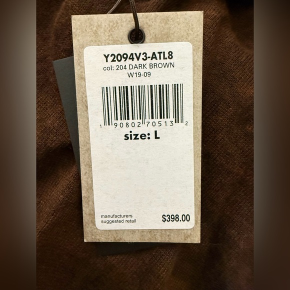 NWT JOHN VARVATOS Artisan Turtleneck Sweater – Reverse Print Brown Sz L - Picture 13 of 17